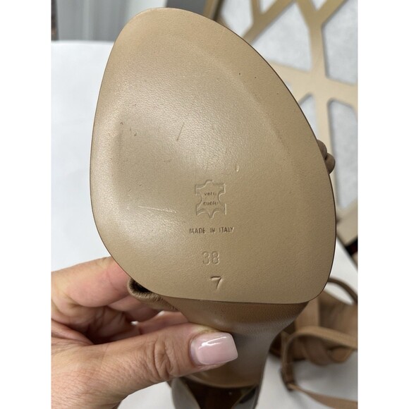 New Keuyluan Coffee Soft Leather High Heels Shoes Sandals Made Italy Sz 38 Us 7 - Picture 7 of 7